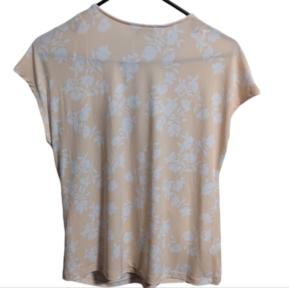 Liz Claiborne women's v neck blouse Small white floral faux wrap  w-193 - Picture 2 of 6